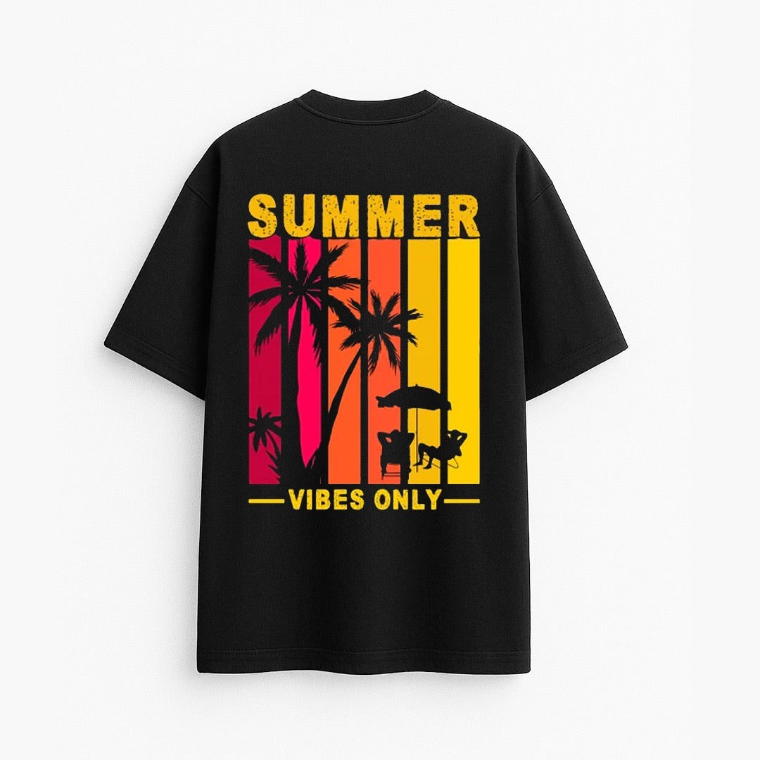 Oversized Summer Vibes iWear t-shirt with bright, colorful summer-themed design on soft cotton fabric.