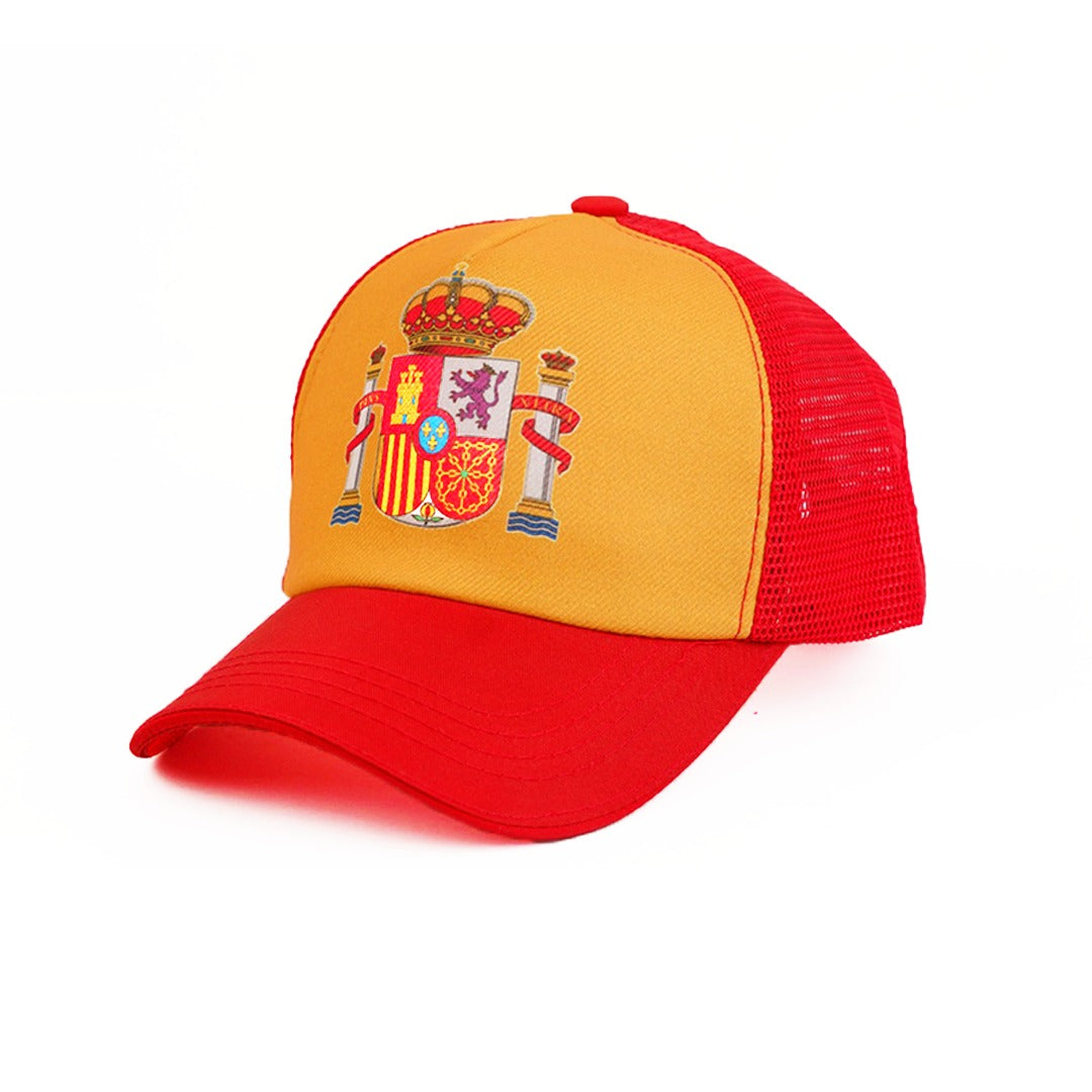iWEAR Spain cap with adjustable strap, featuring a classic design and embroidered Spain flag patch on the front.