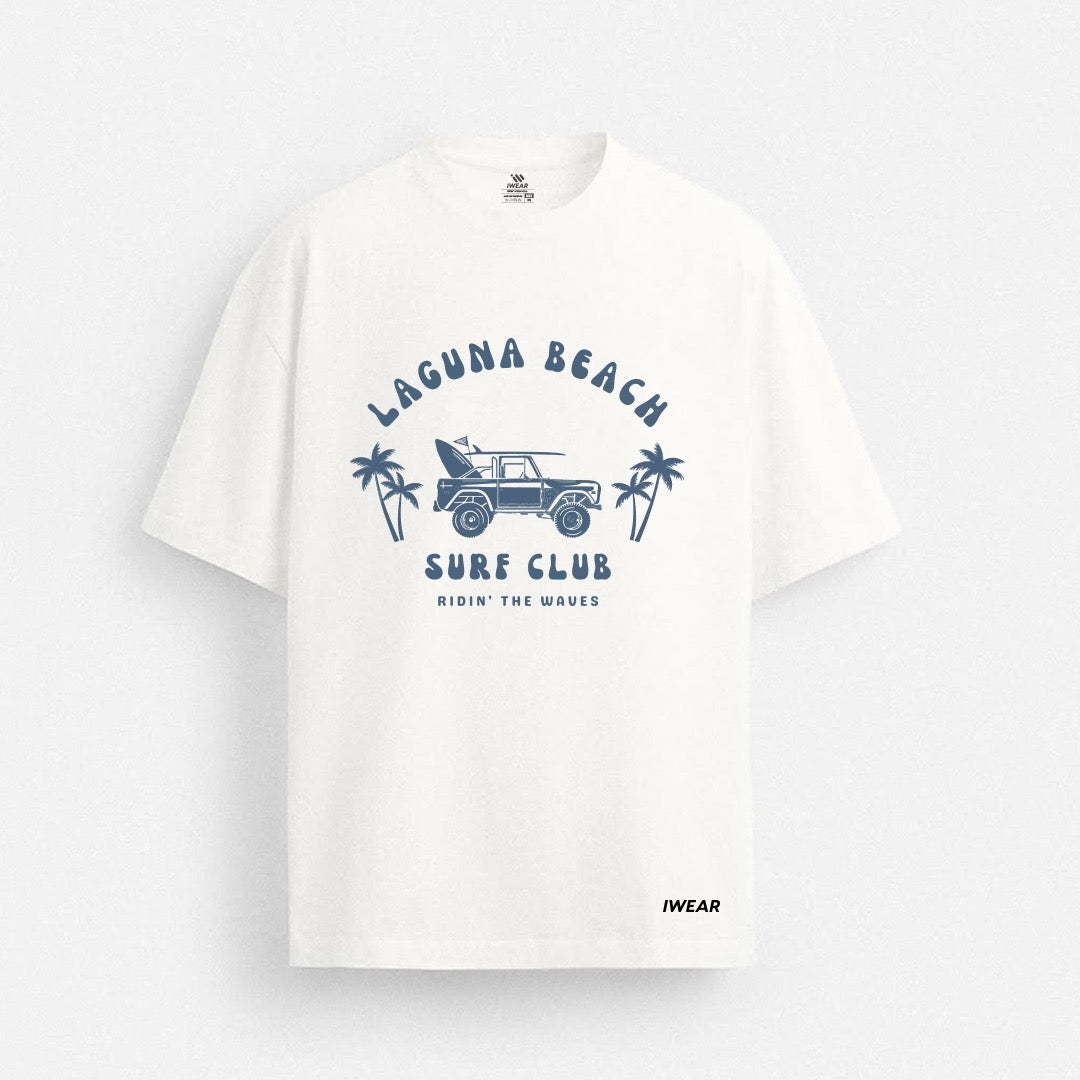 Oversized surf club t-shirt by iWear, featuring a relaxed fit with surf-themed graphics on soft fabric.