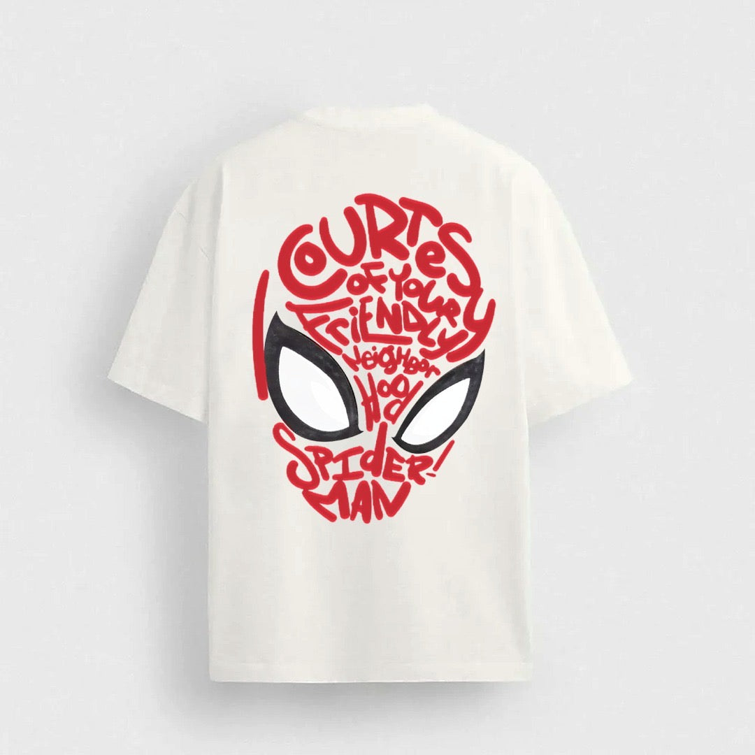Black spider-themed drop shoulder tee by theiwear, featuring a relaxed fit and graphic spider design on soft fabric.