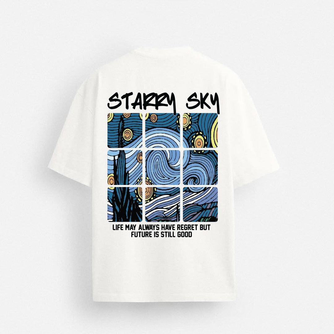 iWear Starry Sky oversized tee featuring a celestial star pattern on soft fabric, casual and comfortable for everyday wear.