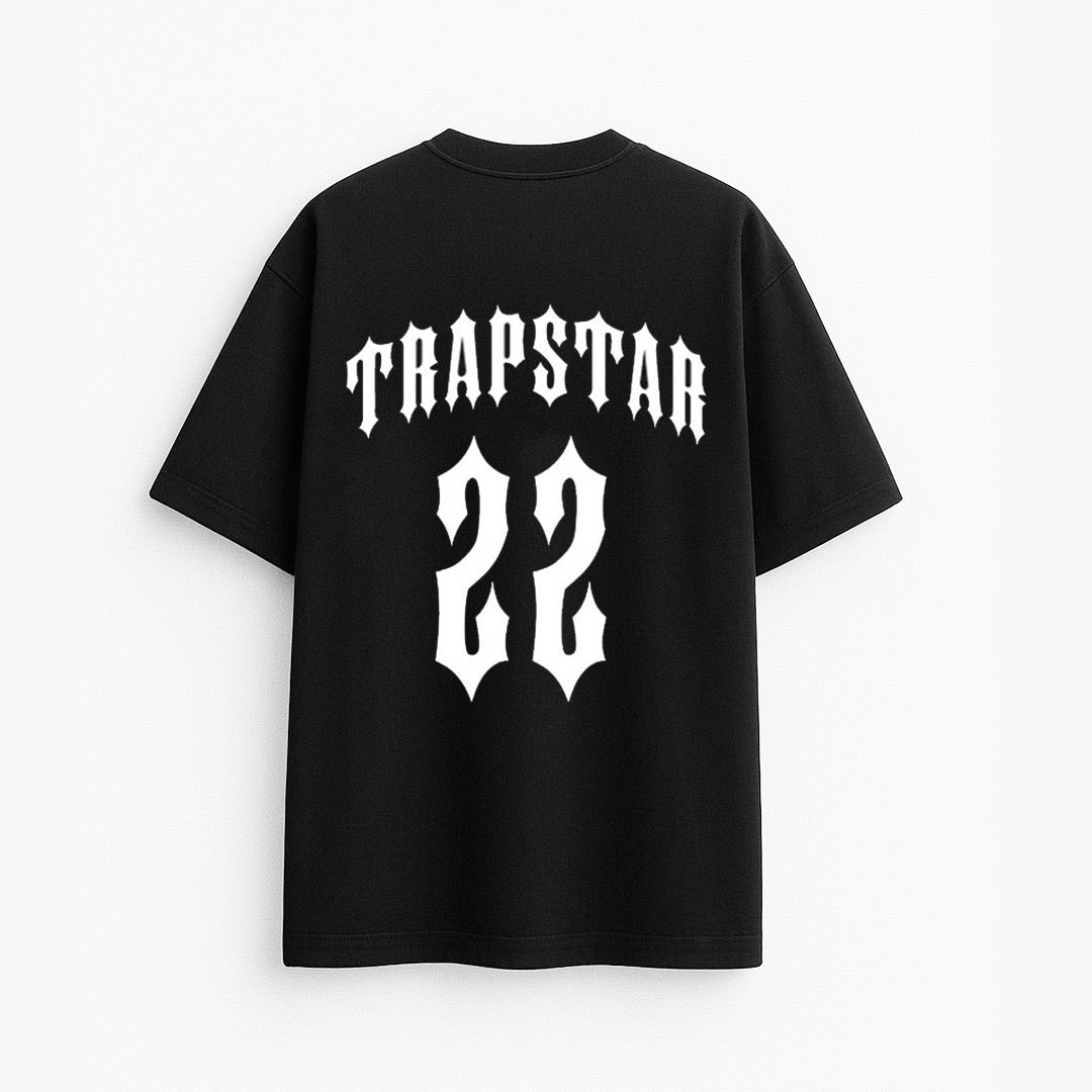 Trapstar 22 drop shoulder T-shirt by theiwear featuring a relaxed fit and casual style, shown in the image.