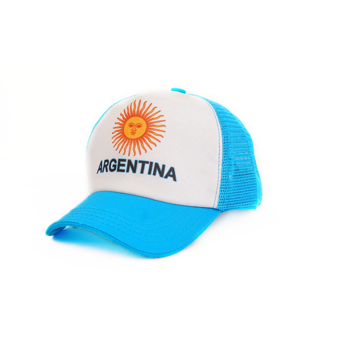 Black Argentina cap by iWEAR with adjustable strap and embroidered Argentina flag logo, casual headwear for sports or everyday wear.