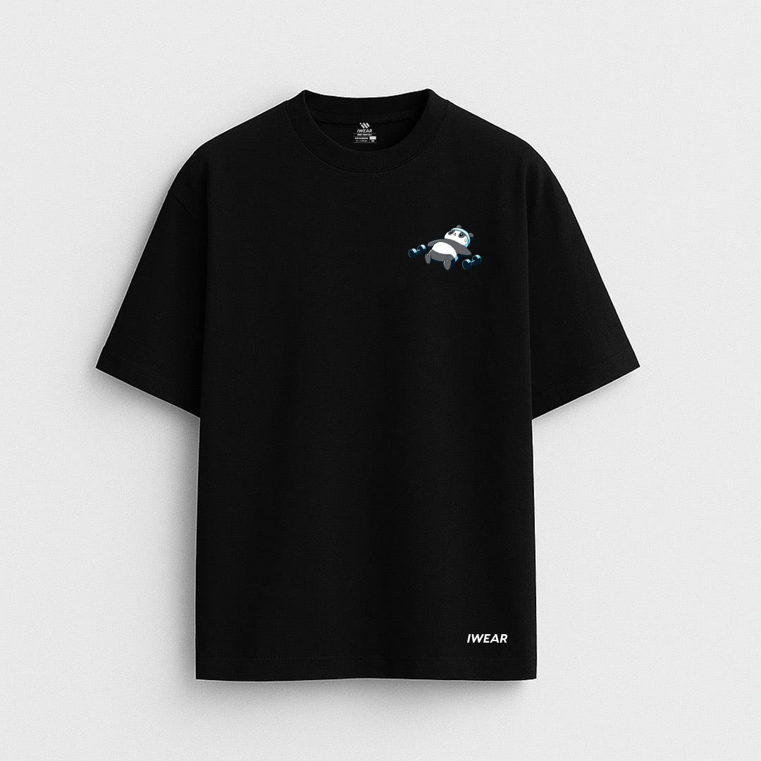 Black oversized t-shirt from iWear's It’s Hurts So Good collection, casual fit with bold graphic print.